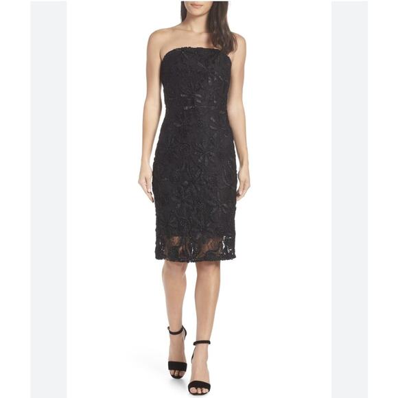 Adelyn Rae Healy Strapless Lace Overlay Sheath Dress Size Large Black - Picture 1 of 9